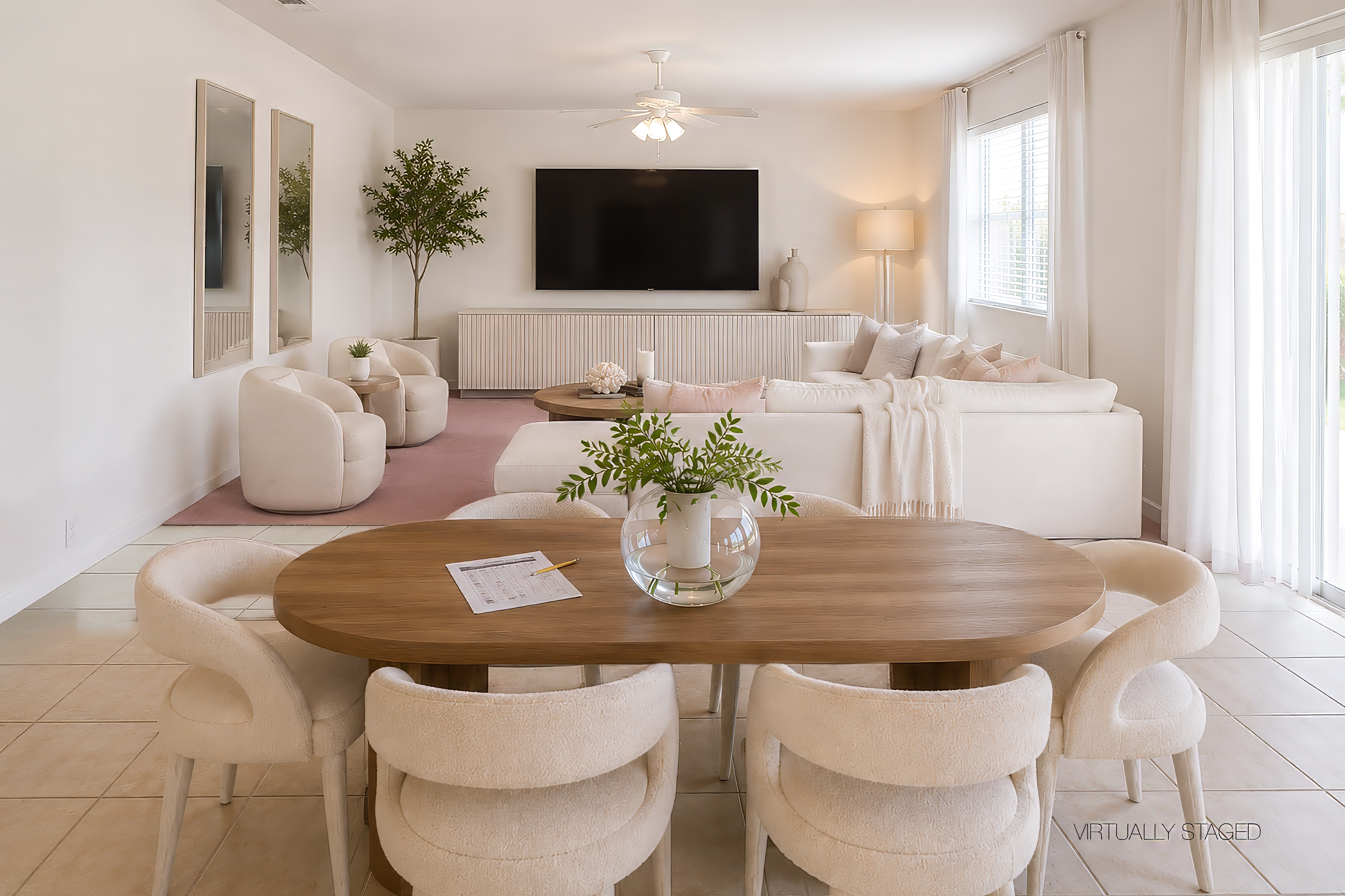 Family room virtually staged by SKY